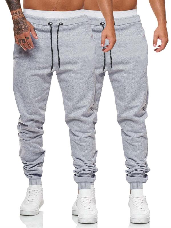 Men's Plain Drawstring Waist Pocket Sweatpants, Casual Regular Fit Pocket Pants for Daily Wear, Men's Bottoms for All Seasons, Summer Menswear Trouser, Pants for Men