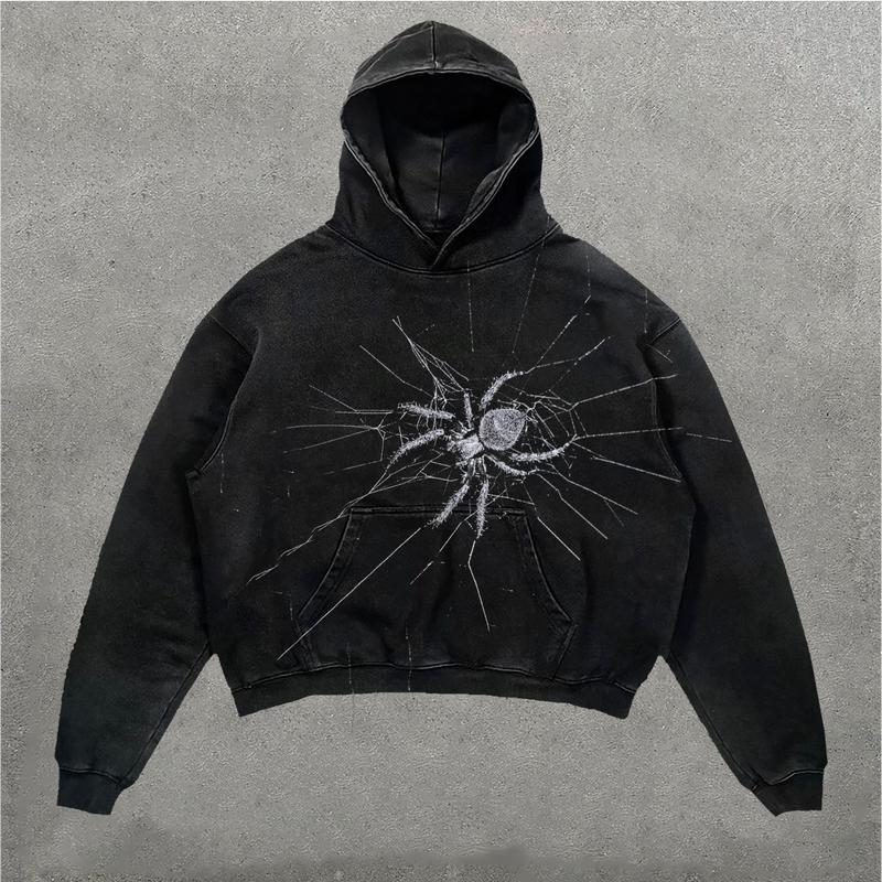 Spider Oversized Wash Hoodie v5 Double Sides Unisex Oversize Acid Washed Heavyweight Cotton Hoodies, Gift For Him, Gift For Her