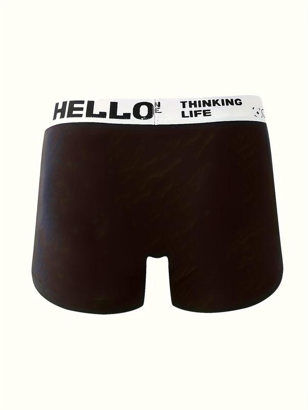 Men's Letter Tape Boxer Brief, Breathable Comfortable Underwear for Daily Wear, Casual Men's Underwear for All Seasons