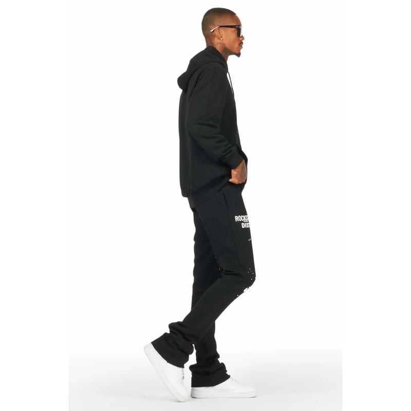 Raffer Black Hoodie Stacked Flare Track Set