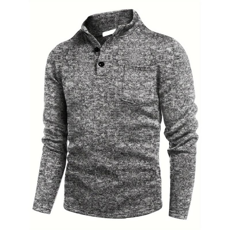 new footlocker shirtCozy Knit Long Sleeve T-Shirt for Men - Soft Stand Collar, Chest Pocket, Versatile for Spring and Fall - Perfect for Casual Daily Wear cashmere sweater