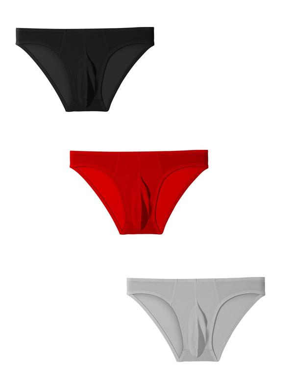 Men's Plain Breathable Brief, Minimalist Basic Comfy Underwear for Daily Wear, Summer Wear, Men's Underwear for All Seasons