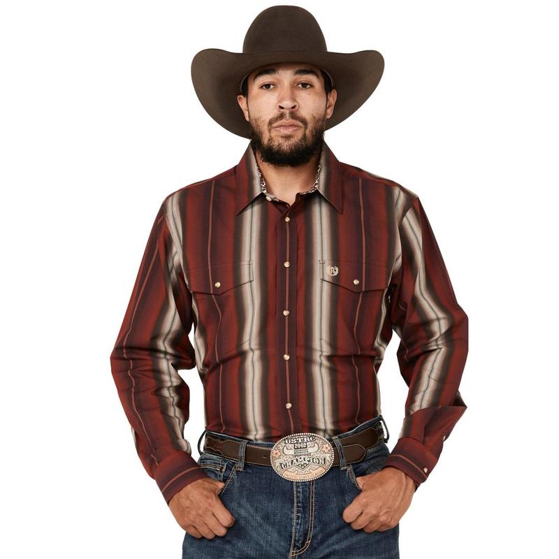 Panhandle Men's Select Serape Striped Print Long Sleeve Snap Western Shirt - Pmn2s02634