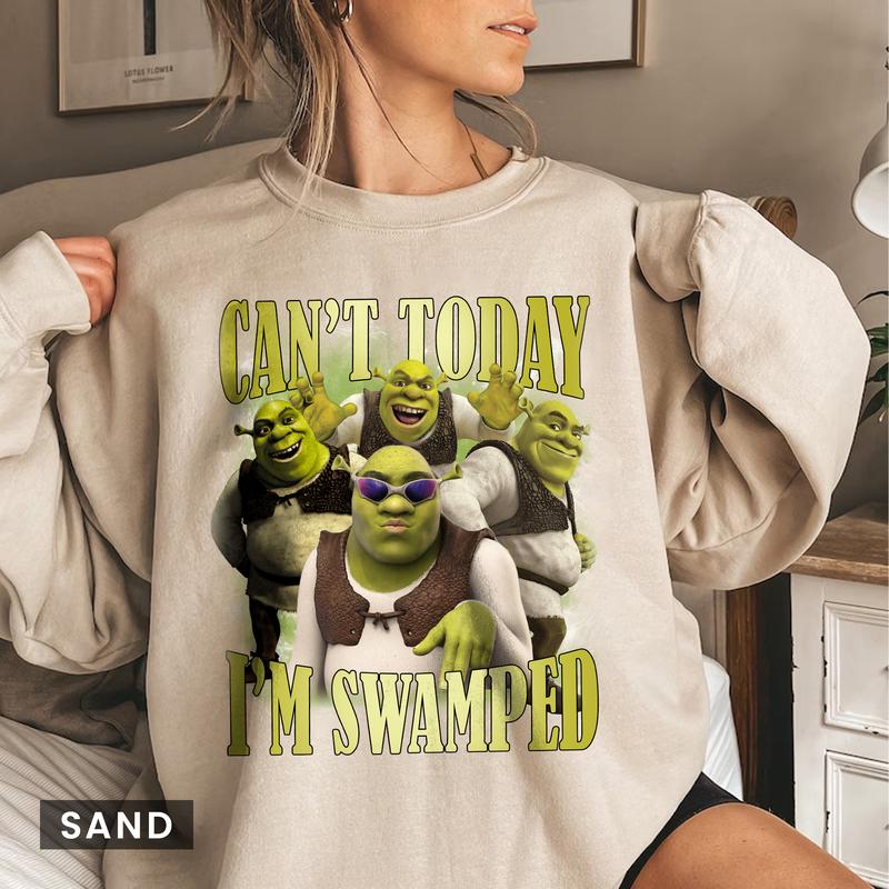 Can't Today I'm Swamped Shirt, Shrek shirt, Fiona Princess Shirt, Shrek and Fiona Shirt, Sassy Shrek Shirt, Funny Shrek Trending Shirt Casual Cotton