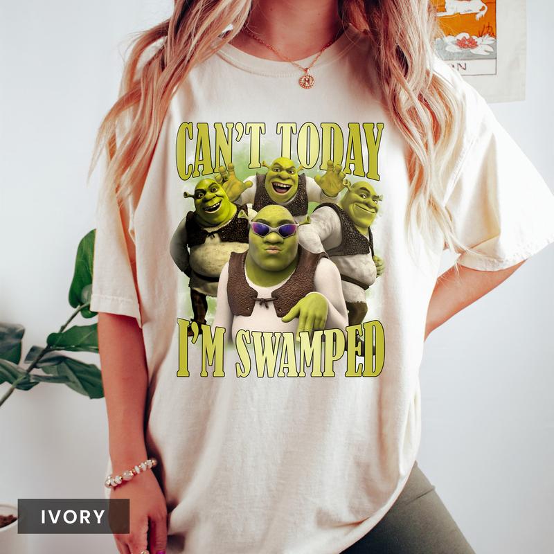 Can't Today I'm Swamped Shirt, Shrek shirt, Fiona Princess Shirt, Shrek and Fiona Shirt, Sassy Shrek Shirt, Funny Shrek Trending Shirt Casual Cotton