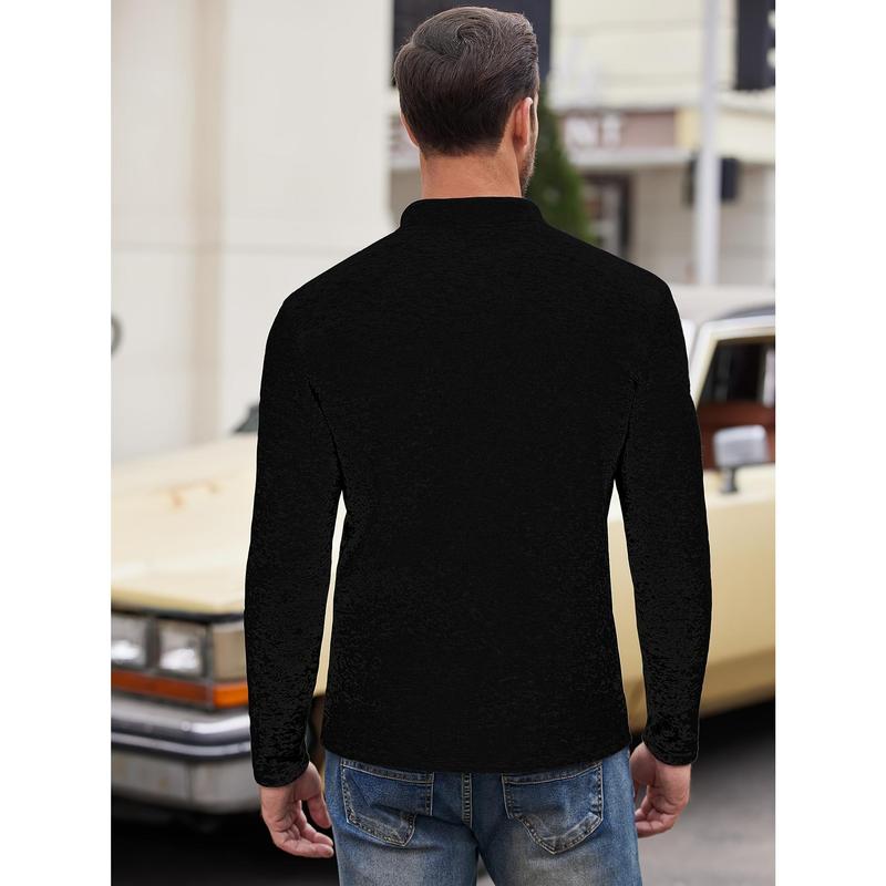 new footlocker shirtCozy Knit Long Sleeve T-Shirt for Men - Soft Stand Collar, Chest Pocket, Versatile for Spring and Fall - Perfect for Casual Daily Wear cashmere sweater