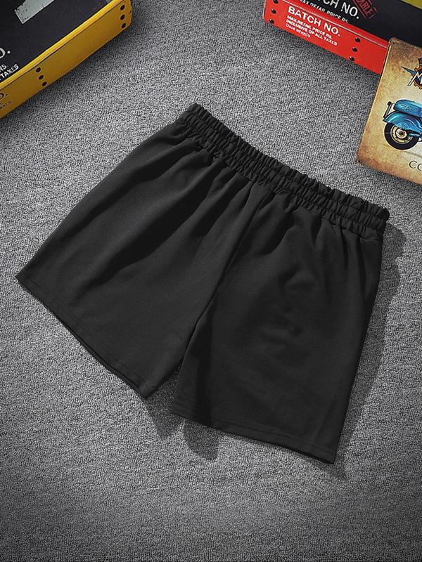 Men's Letter & Cartoon Print Drawstring Waist Shorts, Regular Fit Casual Pocket Shorts for Summer, Fashion Men's Bottoms for Daily Wear