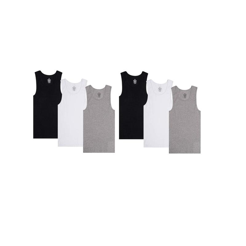 6 Pack Men's 100% Cotton Wife Beater A-Shirts Undershirt Plain Ribbed Tank Top