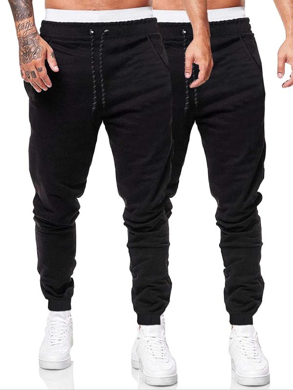 Men's Plain Drawstring Waist Pocket Sweatpants, Casual Regular Fit Pocket Pants for Daily Wear, Men's Bottoms for All Seasons, Summer Menswear Trouser, Pants for Men