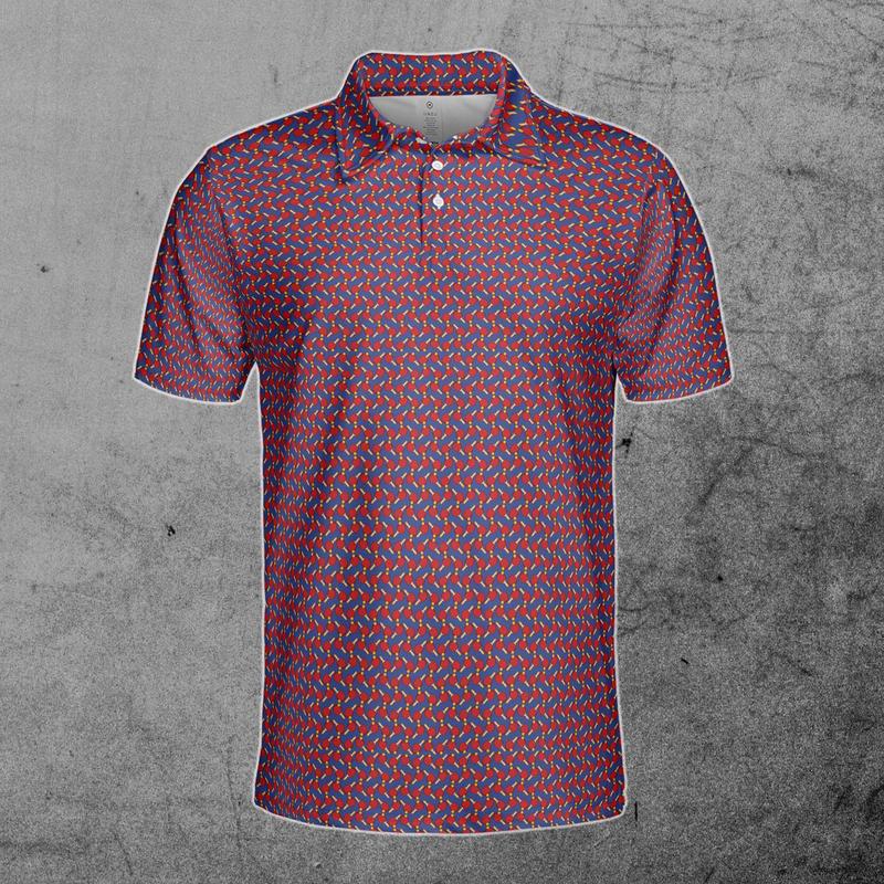 Funny Ping Pong Paddles Seamless Pattern Men's Polo Shirt S-5XL