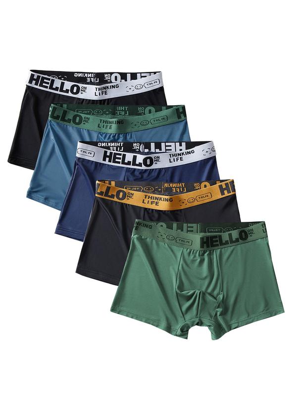 Men's Letter Tape Boxer Brief, Breathable Comfortable Underwear for Daily Wear, Casual Men's Underwear for All Seasons