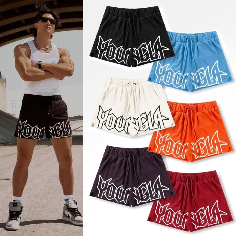 YOUNGLA Sports Fitness Shorts Mesh Quick Dry Breathable Basketball Training Shorts Casual Beach Shorts