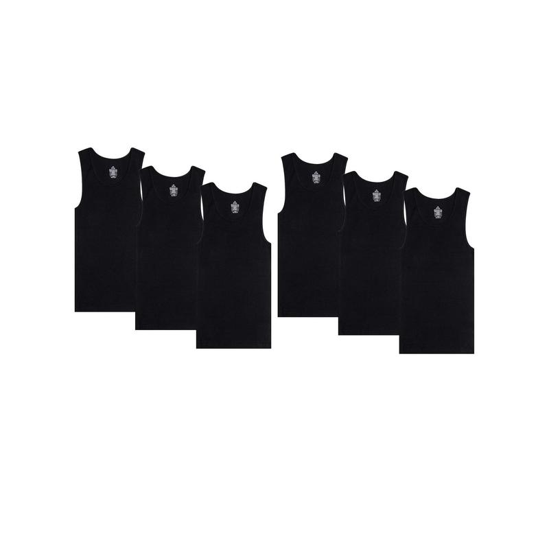 6 Pack Men's 100% Cotton Wife Beater A-Shirts Undershirt Plain Ribbed Tank Top