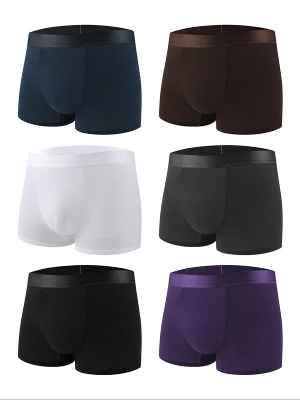 Men's Solid Color Boxer Brief, Breathable Comfy Underwear for Daily Wear, Casual Men's Underwear for All Seasons