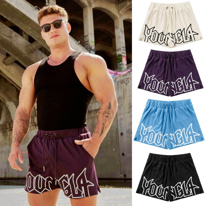 YOUNGLA Sports Fitness Shorts Mesh Quick Dry Breathable Basketball Training Shorts Casual Beach Shorts