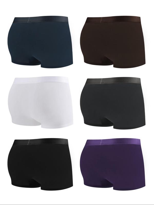 Men's Solid Color Boxer Brief, Breathable Comfy Underwear for Daily Wear, Casual Men's Underwear for All Seasons