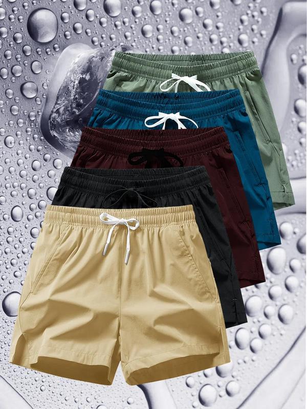 Men's Solid Drawstring Waist Shorts, Shorts for Men, Regular Fit Casual Pocket Shorts for Daily Outdoor Wear, Back To School Clothes, Men's Bottoms for All Seasons,  Short Pants, Shorts for Men, Mens Shorts, Summer Outfits 2024