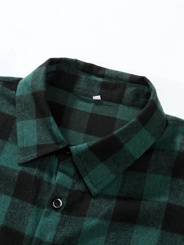 Men's Plaid Print Button Front Pocket Shirt, Regular Fit Casual Long Sleeve Collared Top for All Seasons, Men's Clothes for Daily Wear