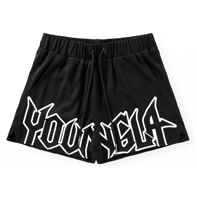 YOUNGLA Sports Fitness Shorts Mesh Quick Dry Breathable Basketball Training Shorts Casual Beach Shorts