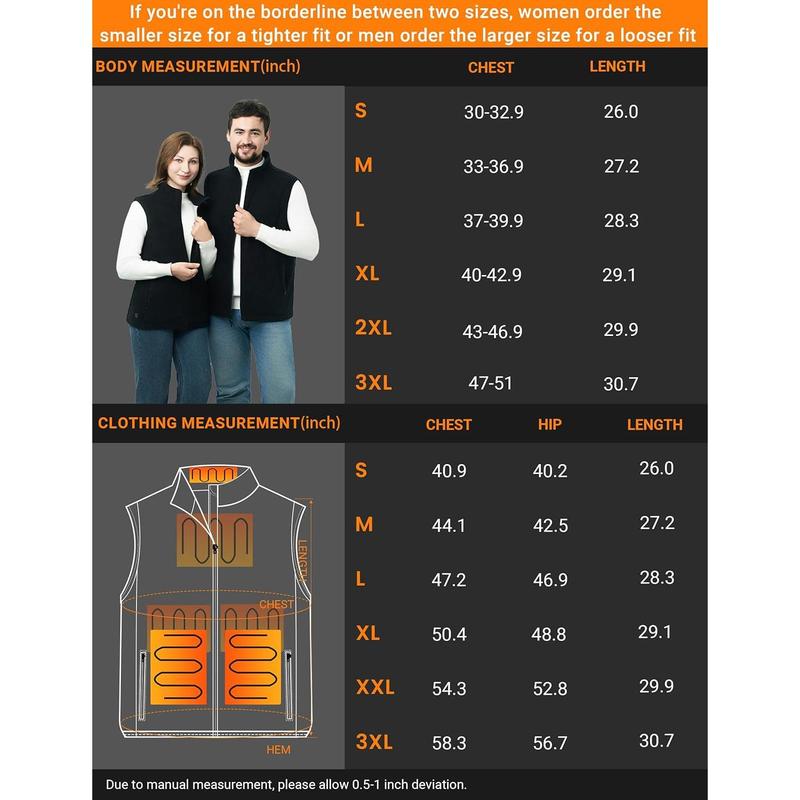 Heated Vest for Men Women, 3 Heating Levels 6 Heating Zones, Heated Jackets for Men Women (Not Included Battery)