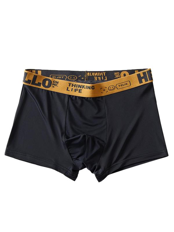 Men's Letter Tape Boxer Brief, Breathable Comfortable Underwear for Daily Wear, Casual Men's Underwear for All Seasons