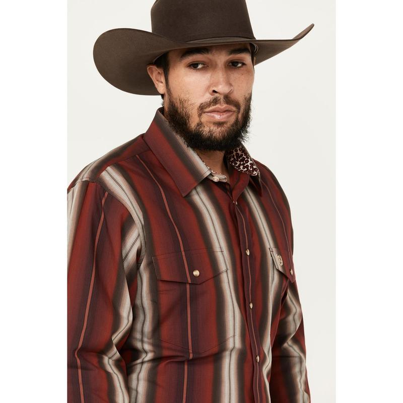 Panhandle Men's Select Serape Striped Print Long Sleeve Snap Western Shirt - Pmn2s02634