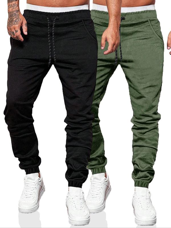 Men's Plain Drawstring Waist Pocket Sweatpants, Casual Regular Fit Pocket Pants for Daily Wear, Men's Bottoms for All Seasons, Summer Menswear Trouser, Pants for Men