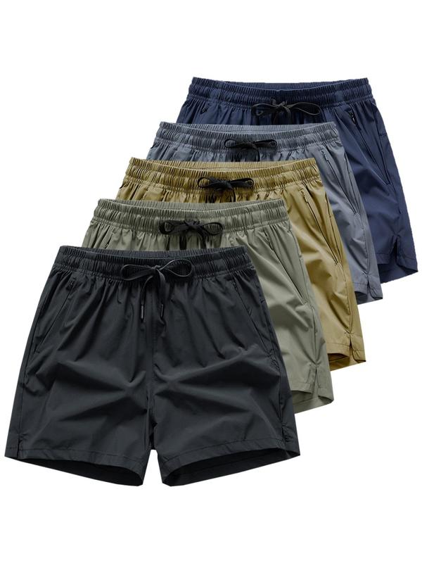 Men's Solid Drawstring Waist Shorts, Shorts for Men, Regular Fit Casual Pocket Shorts for Daily Outdoor Wear, Back To School Clothes, Men's Bottoms for All Seasons,  Short Pants, Shorts for Men, Mens Shorts, Summer Outfits 2024