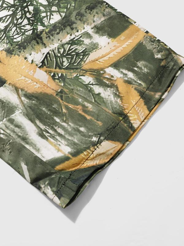 Men's Camo Print Drawstring Waist Pants, Street Fashion Casual Pocket Trousers for Daily Wear, Men's Bottoms for All Seasons