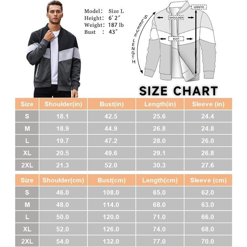 Mens Lightweight Jacket Casual Bomber Jacket Color Block Varsity Coat Fabric Menswear pocket jacket zipper Classic coat outdoor