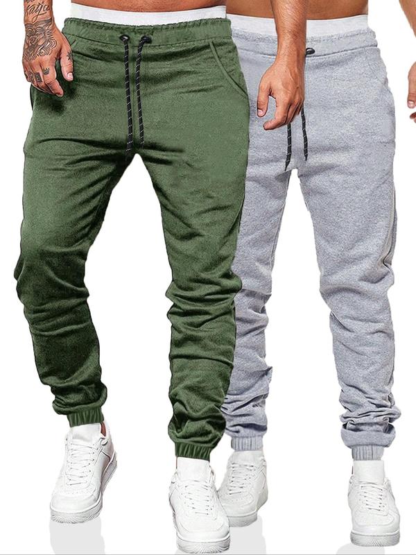 Men's Plain Drawstring Waist Pocket Sweatpants, Casual Regular Fit Pocket Pants for Daily Wear, Men's Bottoms for All Seasons, Summer Menswear Trouser, Pants for Men