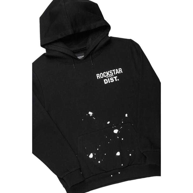 Raffer Black Hoodie Stacked Flare Track Set