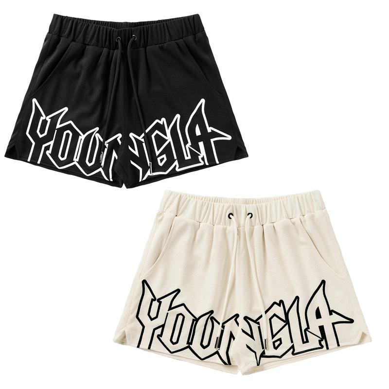 YOUNGLA Sports Fitness Shorts Mesh Quick Dry Breathable Basketball Training Shorts Casual Beach Shorts