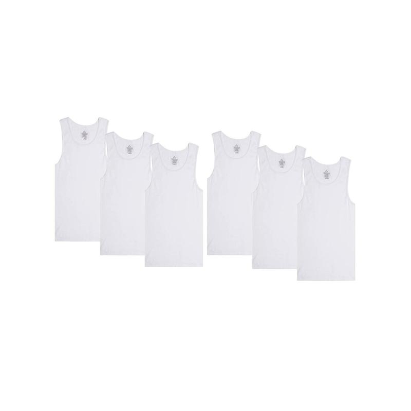 6 Pack Men's 100% Cotton Wife Beater A-Shirts Undershirt Plain Ribbed Tank Top