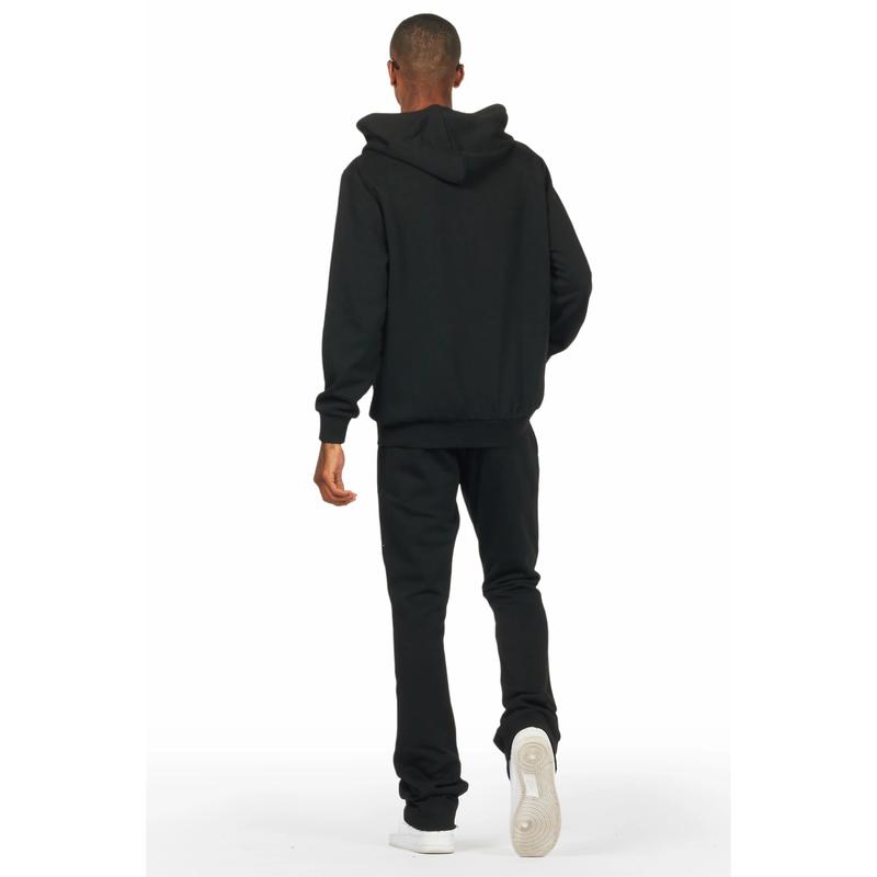 Raffer Black Hoodie Stacked Flare Track Set