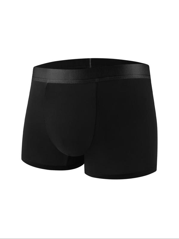 Men's Solid Color Boxer Brief, Breathable Comfy Underwear for Daily Wear, Casual Men's Underwear for All Seasons