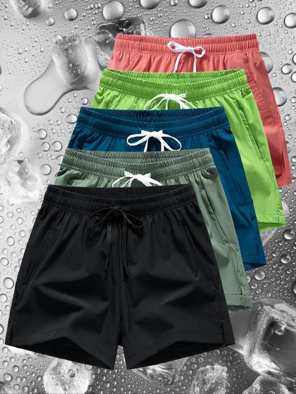 Men's Solid Drawstring Waist Shorts, Shorts for Men, Regular Fit Casual Pocket Shorts for Daily Outdoor Wear, Back To School Clothes, Men's Bottoms for All Seasons,  Short Pants, Shorts for Men, Mens Shorts, Summer Outfits 2024