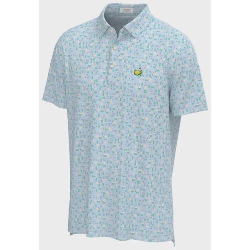 Masters Men's Peter Millar Concessions Performance Tech Golf Polo Shirt, Logo All Over Print, Fan Gift NEW