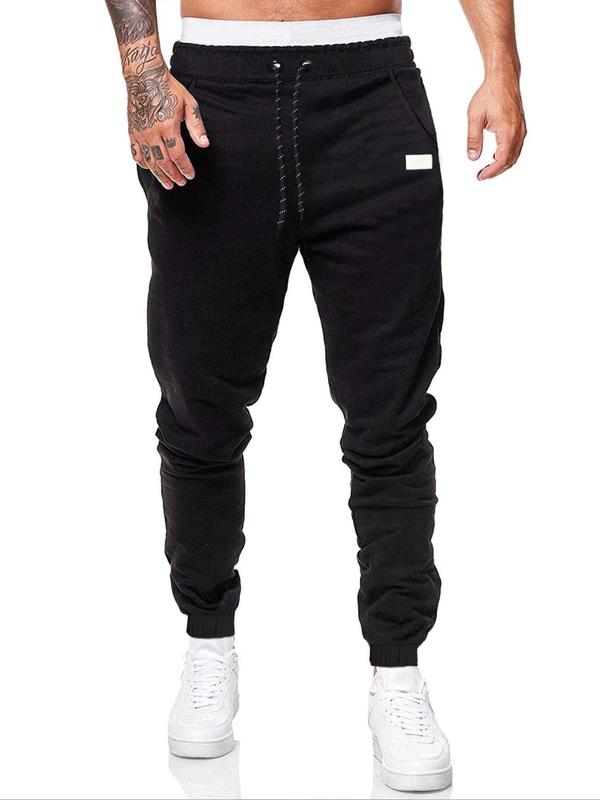 Men's Plain Drawstring Waist Pocket Sweatpants, Casual Regular Fit Pocket Pants for Daily Wear, Men's Bottoms for All Seasons, Summer Menswear Trouser, Pants for Men