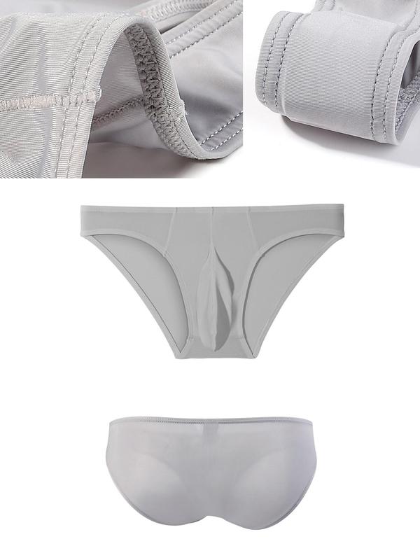 Men's Plain Breathable Brief, Minimalist Basic Comfy Underwear for Daily Wear, Summer Wear, Men's Underwear for All Seasons