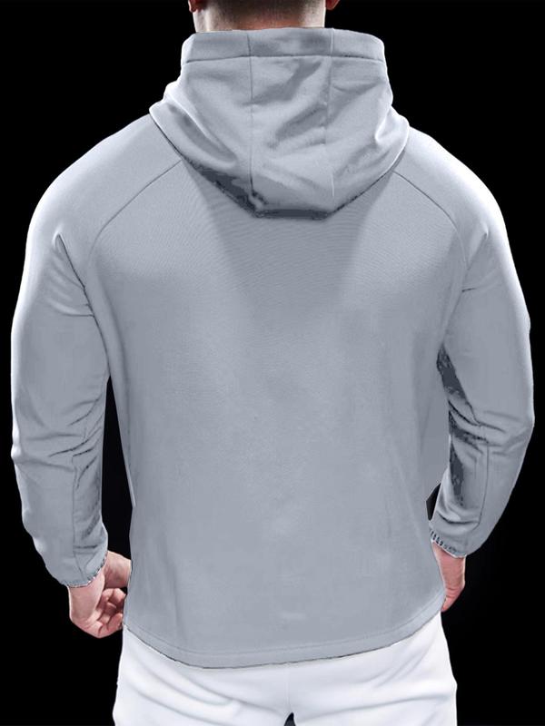 Men's Thermal Lined Reflective Zipper Hooded Jacket, Regular Fit Casual Raglan Sleeve Pocket Outerwear for Outdoor Activities, Men's Fall Clothing, Fashion Men's Clothes for All Seasons