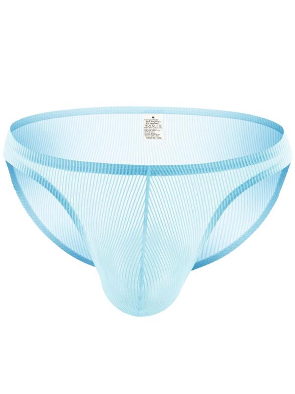 Men's Solid Color Semi-transparent Pouch Brief, Casual Comfy Breathable Mid-low Waist Panty for Daily Wear, Men's Underwear for All Seasons