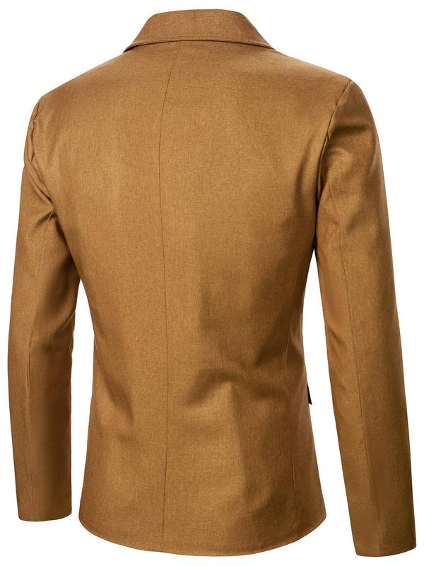 Men's Solid Color Button Front Pocket Blazer, Office Work Clothes, Work Clothes for Office, Regular Fit Business Formal Lapel Long Sleeve Suit Jacket for Work Office, Men's Clothing for All Seasons