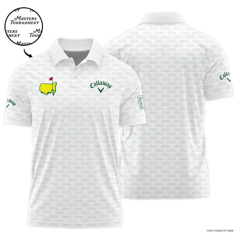 Masters Tournament Golf Callaway Polo Shirt Logo Text Pattern White Green Golf Sports All Over Print Polo Shirt For Men