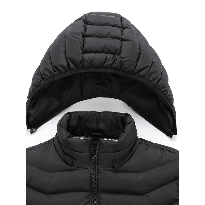 A Casual Hoodie Style Heated Vest, USB Powered Dual Temperature Controlled Jacket, Rechargeable Jacket For Winter Skiing And Fishing, Nylon Fabric And Polyester Lining, Zipper Cardigan With Loose Fit - Battery Pack Not Included