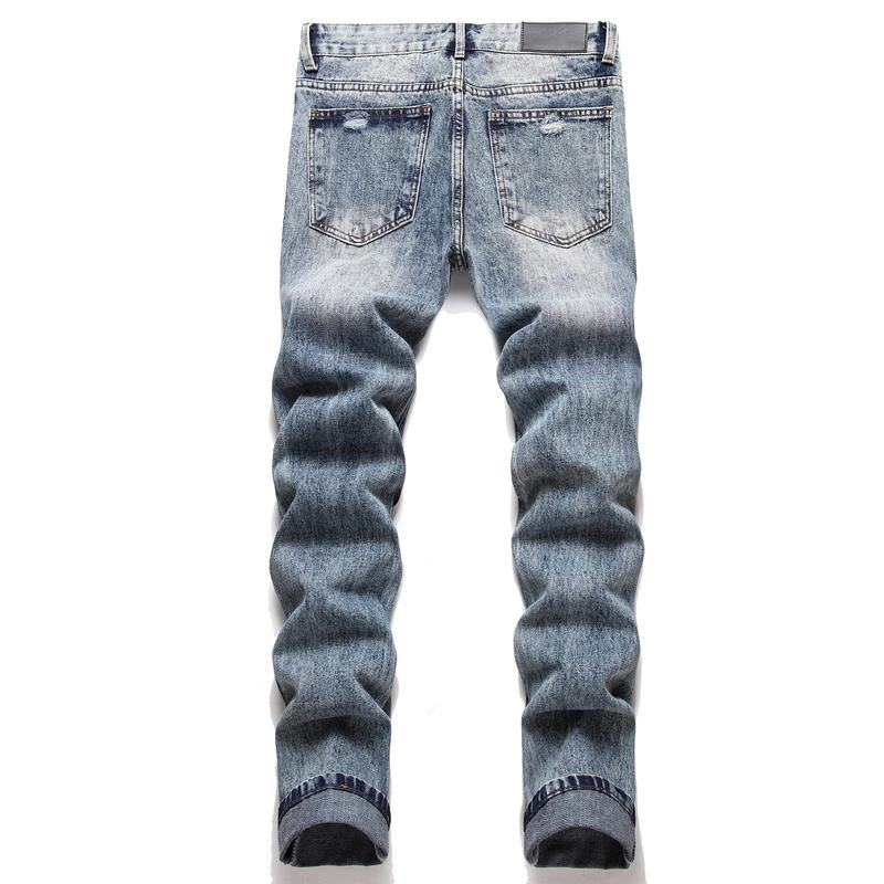 Men's Fashion Ripped Classic Distressed Straight Slim Fit Designer Jeans For Men Denim Pants