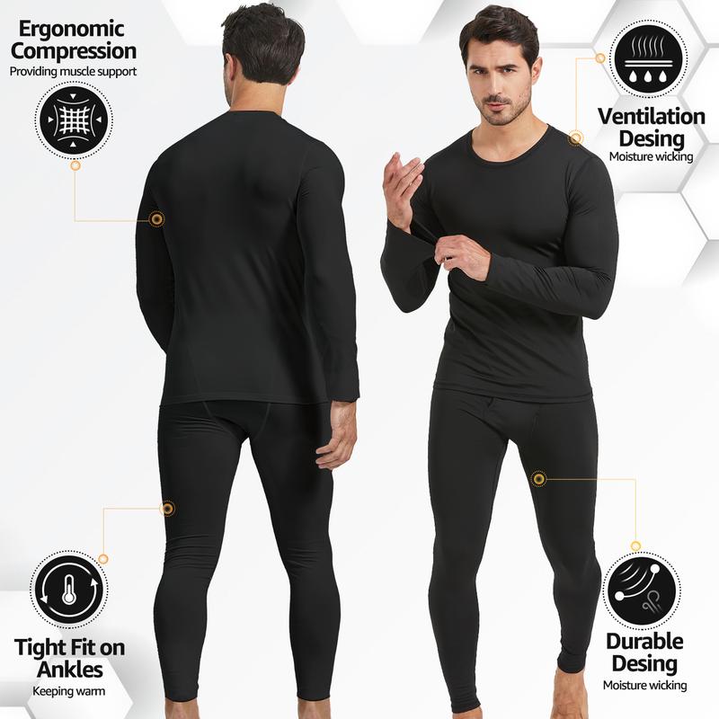 UNIQUEBELLA Men's Thermal Underwear Sets Top & Long Johns Fleece Sweat Quick Drying Thermo Base Layer,Halloween&Christmas Decor,Christmas Gifts thermal underwear