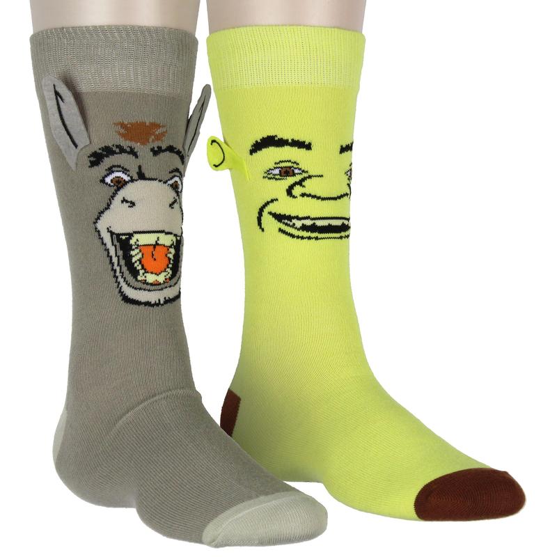 Shrek Socks Donkey And Shrek 3D Ears Character Face Design Adult Crew Socks For Men Women 1 Pair