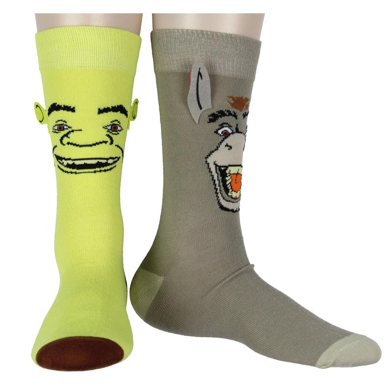 Shrek Socks Donkey And Shrek 3D Ears Character Face Design Adult Crew Socks For Men Women 1 Pair