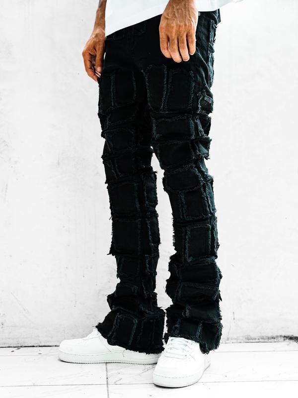 95denim Nala Black Stacked Jeans - Flared Jeans For Men Cotton Menswear Stretch Streetwear